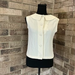 60s VINTAGE Majestic Cream 2-Pc Top Skirt Set Size 8/10 Peter Pan Collar #4602