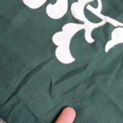 Alfred Shaheen Dress Est ~ 14 (L) Green VTG 60s 70s Floral Print SHEER SLEEVE