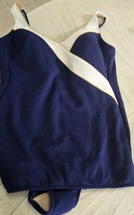 Robby Len Vintage Swimsuit 18W Navy Blue White 100% Polyester Pin Up Union Made