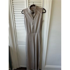 NWOT Sleeveless Wide-Leg Jumpsuit with Zip Front in Taupe