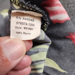 Kaua’iana Hawaii Tropical Hibiscus Print 2 Piece Set Shirt Pants XL Rayon Black