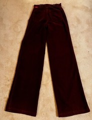 Vintage 1970s | Chemin de Fer | Bow Tie Buckle | Bellbottom Corduroy | Burgundy