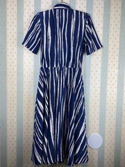 Vintage Schrader Dress Sport Petite Woman 6 HiddenButtonsPocketsCollar Blue/Wte
