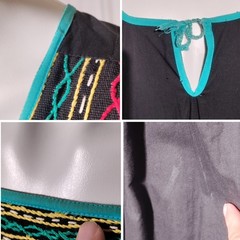 Vintage Hand Made By Nelly Embroidered Mexican Caftan Kaftan Dress Tunic