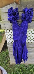Vintage 1980s Zum Zum Prom Dress Purple Satin Drop Waist Ruffle Party Dress Smal