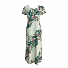 Iolani Young Hawaii Vintage 80s Cream & Multicolor Floral Print Maxi Dress L