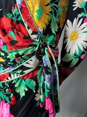 Leonard Paris 1990s Floral Print Jersey Wrap Dress Bergdof Goodman sz 8 France
