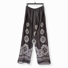 LAPIS vtg 90’s rayon blend boho whymsy goth sunflower high rise wide leg pants M