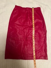 Vintage 90s Jonathan Paris Red Genuine Leather Pencil Skirt Womens 5/6 Argentina