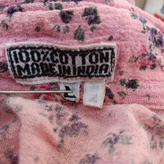 True Vintage Top Large Pink Floral Button-Up Peplum Shirt Long Sleeves Western