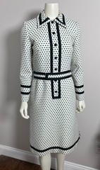 Vintage 1960s Custom Made Polka Dot Dress with Belt – Mod Jackie O Style