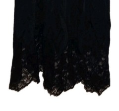 Vintage Rogers Nightgown Size 34 Black Nylon Tricot Lace Trim Slip Soft Lingerie