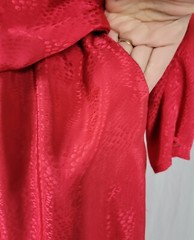 Vtg d Frank Red Leopard Print on Red Cowl Neck Dress w Batwing Sleeves Size M/L?