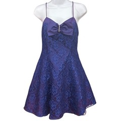 Vintage Steppin Out Lace Mini Dress 80s Retro Party Coquette Purple Size 9