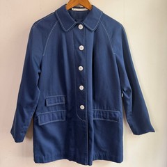 Mackintosh Vintage All-Weather Contrast Stitch Rain Coat Navy Blue Medium Good
