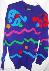ESCADA Vintage Pullover Sweater Purple 10 40 Pom Pom Purple Red Green Pink Blue