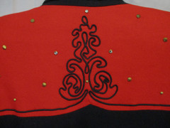 Vtg 80s CRISCIONE Red/Black Blazer Jacket~L~Studded Padded Shd Hollywood Glam US