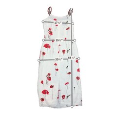 Vintage Y2K White Dress w/ Red Poppy Floral Design & Beaded Straps – SIZE 10