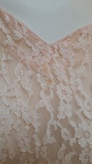 BEAUTIFUL Vintage 1930/40s La Rose Peachy Pink Sheer Lace Dress – Size XS