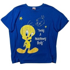 Vintage Looney Tunes Tweety Bird Blue Graphic Shirt 90s Nostalgia Retro Kid Core