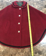 Vtg Specizal Loden Austrian Wool Cape Coat Red /Green Floral Lining S/M