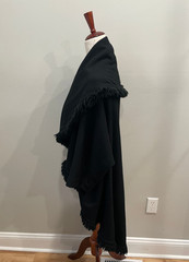 Vintage Mr. Blackwell Design Black Wool Fringe Trim Cape Coat c1960s