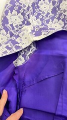 Vintage 1960s purple white lace formal dress, S sleeveless high waist