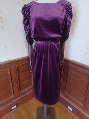 Vintage 1970s J.M. II Purple Velour Witchy Whimsigoth Victorian Revival Dress