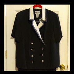 Vintage Studio I Women’s Black White Collared Blazer Dress. 2pc Size 22w