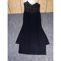 Vintage Donna Ricco Black Mesh Sheer Peplum Cocktail Dress Size 8 Made in USA