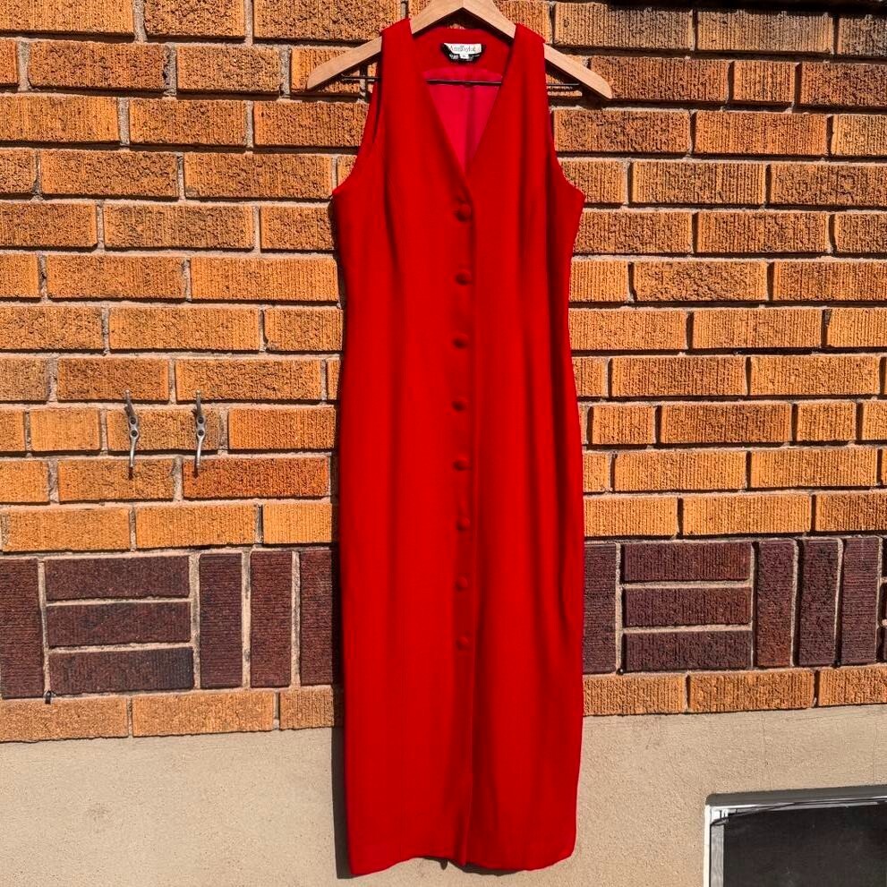 VINTAGE 1980’s Ann Taylor Wool Dress – Womens Size 6 – Red – Sleeveless – AS IS