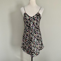 VTG Lingerie Short Nightie/Cami With Matching Gown Black Floral SM Laura Adam’s