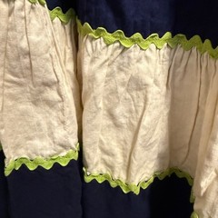 Vintage Ricki’s Boho Tiered Patio Skirt Cotton Navy Cream Green Trim size small