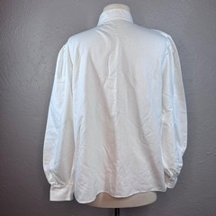 Vintage 80’s Women’s Medium White Asymmetrical Long sleeve Blouse New Wave Funky