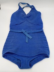 VINTAGE 1930/40’s Women’s SEXY 1 Piece SUNSUIT Cobalt Blue DOES NOT STRETCH