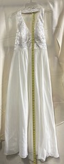 Vintage Oleg Cassini Off White Sequin Beaded Halter Top Wedding Gown Dress sz 10