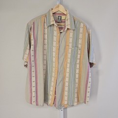 Futures Vintage Striped Button Down Shirt 2X Boho Southwestern Nepal Cotton