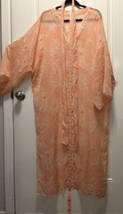Kimono Kaftan Swimsuit Cover Up Duster Peach Coral With Belt 51” Long 27” Wide