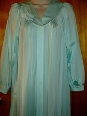 Vintage Shadowline Full Length Light Green Mint Nylon Hidden Snap Front Robe S