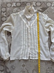 Vintage Gunne Sax Gunnies Jessica McClintok Cream Lace Blouse Prairie Floral