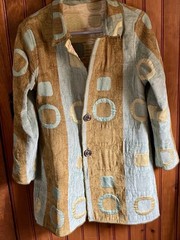 REVERSIBLE 1990 abstract Tapestry ladies jacket /ornate buttons Sz Small