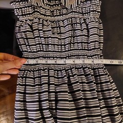 Vintage homemade black and white striped dress with elastic stretchy top.