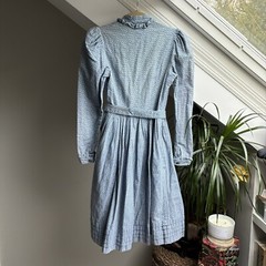 Vintage Laura Ashley Pink & Blue Ditsy Piecrust Dress Great Britain UK 12 US 10