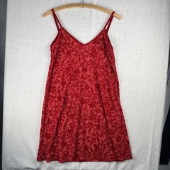 Y2K Crushed Red Velvet Babydoll Cami Burnout Vintage Lingerie S M L Vampy Vixen