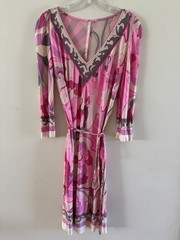 Vintage 60’s/70’s EMILIO PUCCI Pink Purple Silk V Neck Psychedelic Dress xSmall