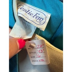 161 Vintage Leslie Fay Turquoise Blue Sheath Dress Union Made USA Size 16 Retro