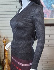 Vintage 1970’s black lurex v-neck long sleeve too by Renée Tener for Outlander