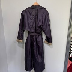 Luba Paris Vintage Purple Trench Coat Contrast Stitch Grommet Belted Size 11/12