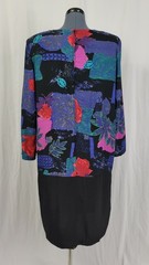 Vintage Just in Thyme Drop Waist Dress w Printed Top & Black Skirt Size 14