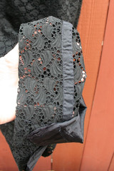 Vintage 1960s Dress Black Floral Sheath Eyelet Lace Party Cocktail Size 10 – 12